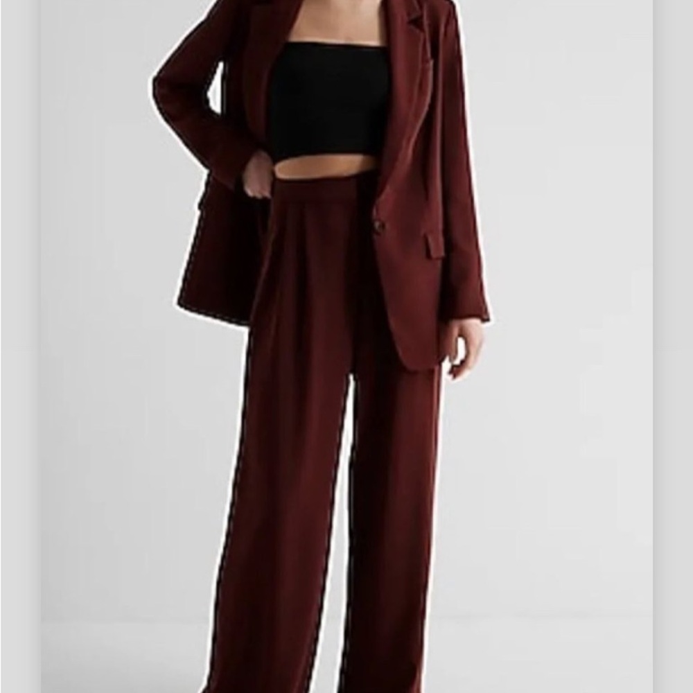 Express Burgundy Women's Blazer and Pants Set